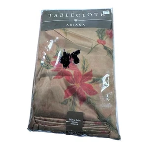 Ariana Tablecloth 60x84in Oblong Floral Polyester Beige Multi Bed Bath Beyond - Picture 1 of 6