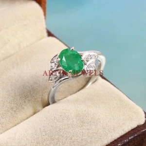 Natural Green Onyx Gemstone with 925 Sterling Silver Ring for Women's #4625 - Picture 1 of 3