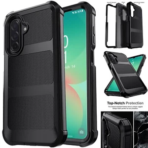 Heavy Duty Dual Layer Case Rubber Black Phone Cover For Samsung Galaxy A26 5G - Picture 1 of 12