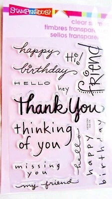 Happy Messages Card Sentiments 透明亚克力邮票套装 Stampendous SSC109 全新! — 第 1/3 张图片