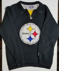 Pittsburgh Steelers NFL Vintage 1/4 Zip Starter Pro Line Lined Sweater Men's M - Picture 1 of 14