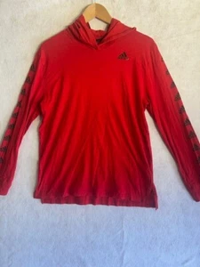 Adidas Girls Sweatshirt Small Red Cotton Hooded Casual Pullover Fit - Picture 1 of 9