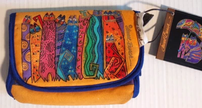 Laurel Burch Cats Wallet Cosmetic Makeup Bag Snap Close Canvas 7" x 5" x 2" - Image 1 of 4