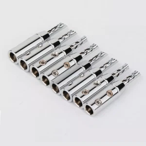 8x Conector de cable de altavoz de audio BFA banana enchufe rodio bloqueo de tornillo de latón - Imagen 1 de 6
