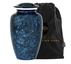 Blue Marble Cremation Urns for Human Ashes - Adult Memorial Funeral Keepsake Urn - Picture 1 of 8