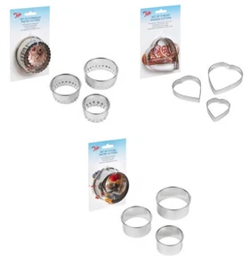 TALA 3 SETS OF 3 PASTRY/COOKIE CUTTERS CRINKLE, STRAIGHT & HEART SHAPED - Picture 1 of 8