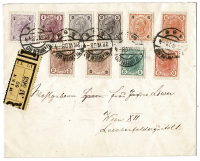 Imperial Austrian letter with attractive franking and 10 different stamps - Image 1 of 2