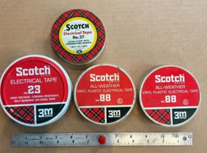 Vintage Scotch Electrical Tape Empty Tin Cans Lot of 4 - Picture 1 of 3
