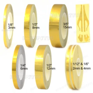 6 Sizes Gold Chrome Pinstriping Pin Stripe DIY Line Vinyl Tape Decal Car Sticker - Picture 1 of 11