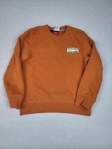 REI Co-Op Sweatshirt Kids Small 8 Orange Crew Neck Outdoor Hiking Camping Cute - Picture 1 of 7