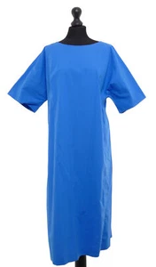 Caliban Summer Dress Size 46 Blue Solid Light Short Sleeve Cotton New - Picture 1 of 6
