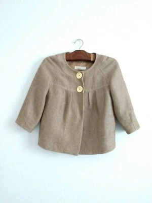 Blazer Michael Kors Recortado Columpio Mezcla de Lino Beige Talla XS Pecho 32" Foto 1 de 4