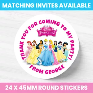 DISNEY PRINCESS SWEET CONE STICKERS PERSONALISED PARTY LABELS ANY BIRTHDAY - Picture 1 of 1