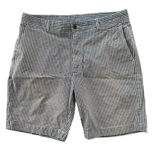 Cremieux 36 White Blue Check 9" Flat Front Cotton Men's Shorts - Picture 1 of 7