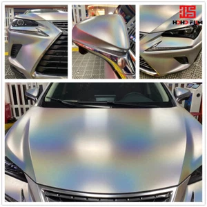 Silver Matte Chameleon Car Wrap Vinyl Laser Neo Chrome Iridescent Vinyl Decal - Picture 1 of 14