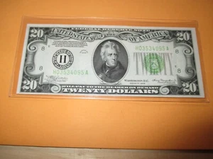 1934 $20 FEDERAL RESERVE NOTE LGS (CHOICE AU) LIGHT GREEN SEAL - Picture 1 of 5