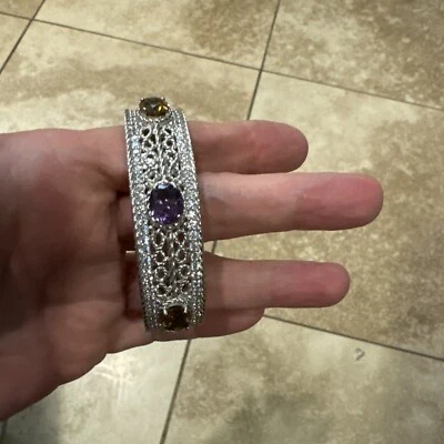 Judith Ripka Amatista, Cuarzo Coñac Y Circonita cúbica - Tamaño 6 1/2 Pulgadas Foto 1 de 4