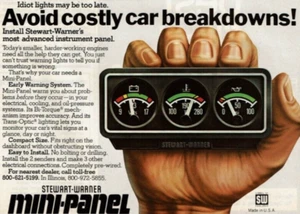 1981 Vintage Print Ad Stewart-Warner Mini-Panel Idiot Lights Avoid Car Breakdown - Picture 1 of 2