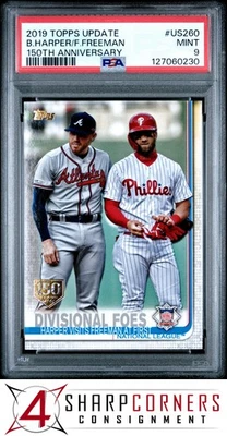 2019 TOPPS UPDATE 150TH ANNIV #US260 BRYCE HARPER-FREDDIE FREEMAN POP 1 PSA 9 - Image 1 of 3