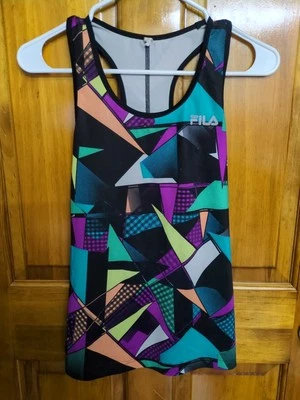 Tanque FILA Girl's (Kids) Record Break preto/multi Racerback Performance - G (14) - Imagem 1 de 4