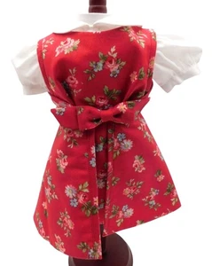 Handmade 1940s 50s Red Floral School Dress Fits American Girl DOLL NOT INCLUDED - Picture 1 of 5