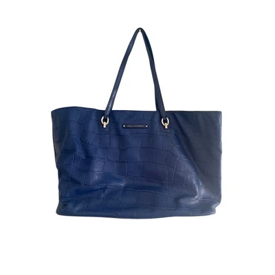 Bolsa tote de couro Diane Von Furstenberg azul crocodilo em relevo - Imagem 1 de 4
