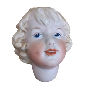 Vintage handbemalte Biskuit Puppe Büste Kopf Heubach Germany gestempelt blond - Bild 1 von 6