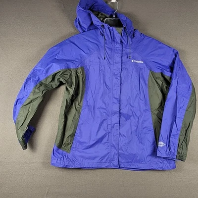 Columbia Chaqueta de Lluvia para Mujer 1X Omni-Tech Azul y Gris Impermeable Capucha Exterior Foto 1 de 4