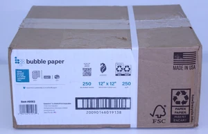 New Bubble Paper 12"x12" 250 Sq Ft Made USA Wrapping Packing Sustainable #01913 - Picture 1 of 20