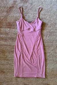 Pink Spaghetti Strap Bodycon Dress Women S Slit Slip Stretch Cocktail Party - Picture 1 of 10