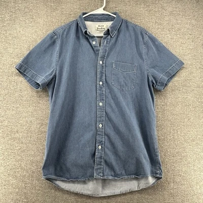 Acne Studios Denim Shirt Men Size 50 Short Sleeve Button Up Casual - Image 1 of 4