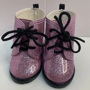 Botas de combate American Girl Doll rosa brillo caña alta zapatos - Imagen 1 de 5