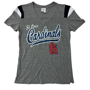 MLB St.Louis Cardinals Women’s V-Neck Campus Lifestyle Gray Tee T-Shirt M - Picture 1 of 15