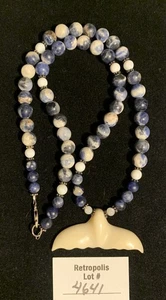 925 Sterling Silver Blue White Stone Bead Whale Tail Necklace - Picture 1 of 24