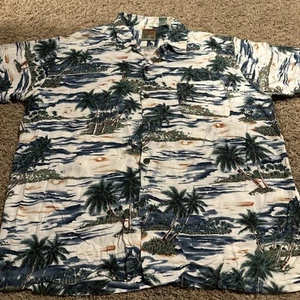 Vintage Pineapple Connection Hawaiian Shirt Size Large Palm Tree Aloha Travel - Picture 1 of 6