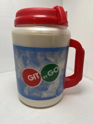 Vintage Git N Go 52 Oz Aladdin Super Insulated Plastic Travel Mug with Lid Foto 1 de 4