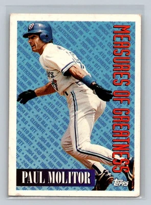 1994 Topps Measures Of Greatness #609 Paul Molitor Toronto Blue Jays - Image 1 of 2