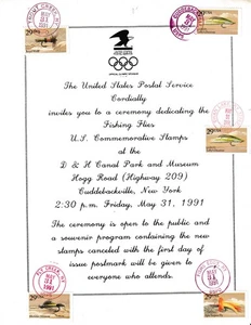 USPS FDC Ceremony Invitation #2545-2549 Fishing Flies Bklt Uo Cities 1991 - Picture 1 of 1