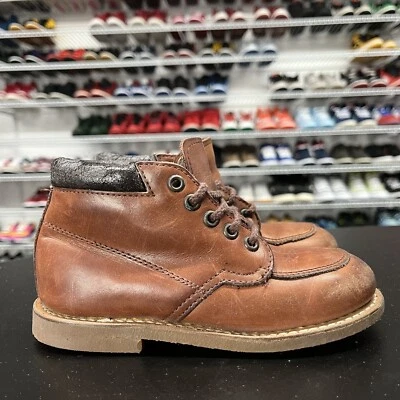 复古 Stride Rite 婴儿鞋 棕色 系带 硬底 鞋底 尺码 12 学步儿童 — 第 1/4 张图片