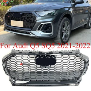 Parrilla de parachoques delantero de panal negra para Audi Q5 SQ5 2021-2022 estilo RSQ5 - Imagen 1 de 4