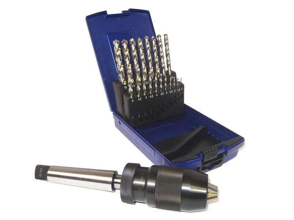 Bohrfutter B16 3-16 mm inkl. MK1- MK5  Kegeldorn & Spiralbohrerset 1-10 mm HSS-G - Bild 1 von 1