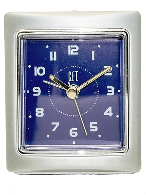 CFT :BRUSHED SILVER METAL CASE ELEGANT STYLE BEDSIDE ALARM CLOCK, MADE IN TIWAN - Image 1 of 4