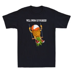 Will Swing If Pushed Funny Upside Down Pineapple Swinger Vintage Men's T-Shirt - Picture 1 of 8