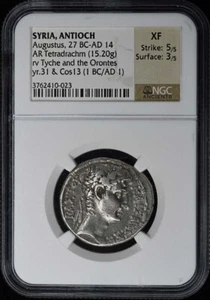 Augustus, 27 BC-AD 14 SYRIA, ANTIOCH AR Tetradrachm NGC XF40 1 BC/AD - Picture 1 of 4