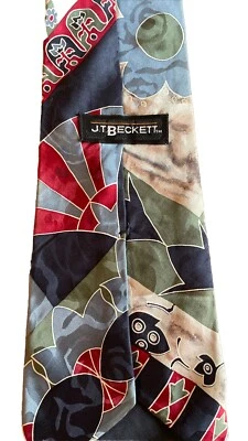 J T Beckett Men's Tie Necktie 100% Silk Floral Made USA - Image 1 of 3