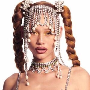 Rhinestone  Long Tassel Hair Chain Pearl Water Drop Bridal Hairpiece Headband