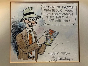 Tinta de arte de cómic original Ed Wheelan acuarela firmada minutos películas dibujante  - Imagen 1 de 9