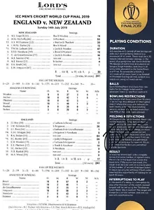 Cricket-Jofra Archer Signed 2019 World Cup Final Scorecard-England v New Zealand - Picture 1 of 1