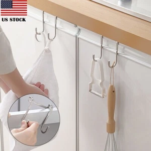 8× Over the Door Double Hook Rack Drawer Hanger Coat Hat Towel Storage Organizer - Picture 1 of 14