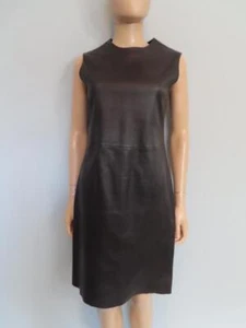 PRADA Black Leather Sleeveless Sheath Dress Size 44/US 8 (Runs Small) - Picture 1 of 10